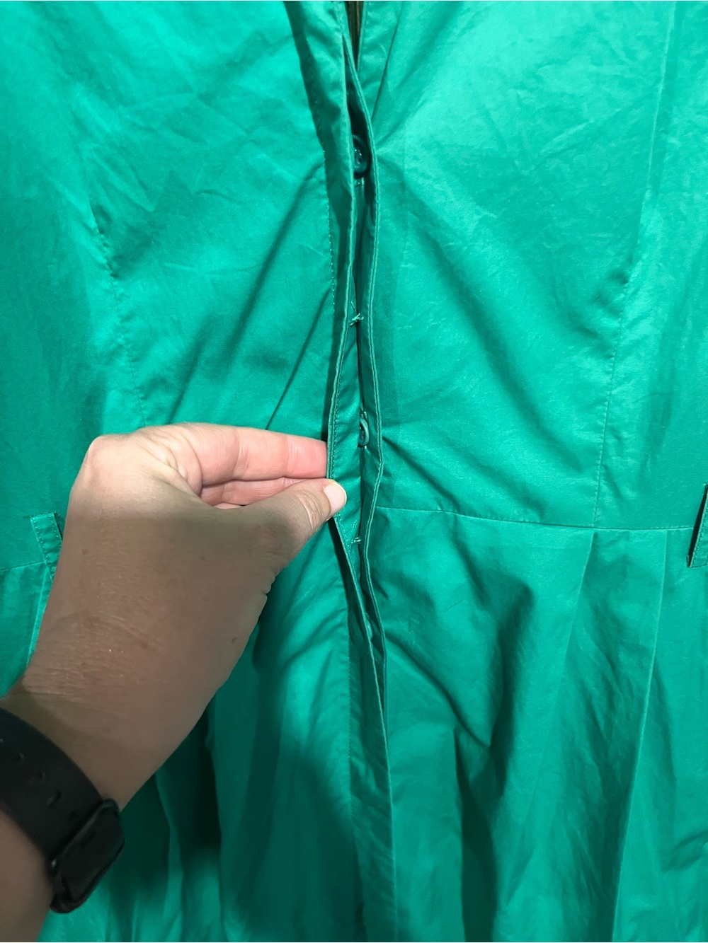 Theory Kelly Green Shiras Dress Poplin Cotton Back Cutout 8 - Picture 5 of 12